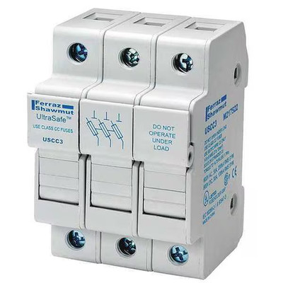 Mersen Finger Safe Fuse Block, CC UL Class, 600V AC/DC Volt Rating, 3 Poles