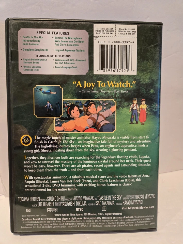Castle in the Sky DVD Studio Ghibli Disney Japan Animation Hayao Miyazaki Tested - Image 2 of 4