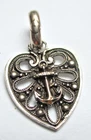 Antique Silver Heart Pendant Navy Anchor Finely Crafted Vintage Jewelry 32A