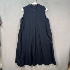 Uniqlo Womens Size Large Sleeveless Navy Blue 100% Cotton A-Line Dress
