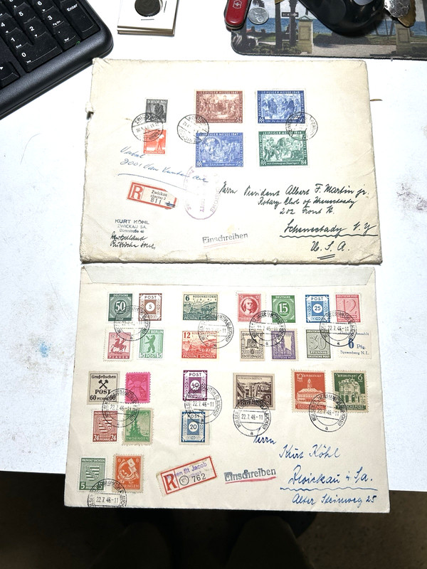 Germany to USA 1948 Soviet Zone Registered Cover Postage Leipzig DDR Europe