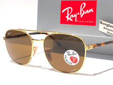 NEW Ray Ban Arista Shiny Gold POLARIZED Brown Lens Sunglass RB 3688 001/AN