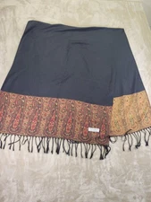 Pashmina Scarf Wrap 100% Pashmina Shawl Scarf Wrap Red Black Fringe 