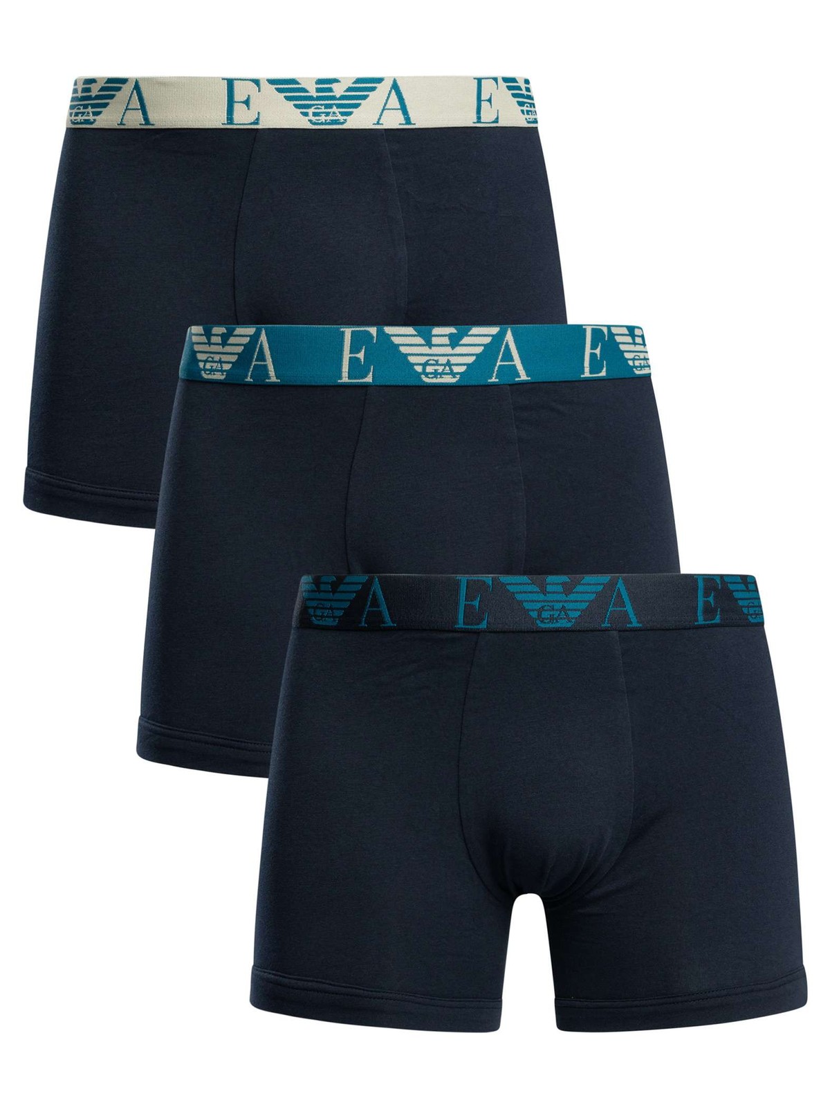 Emporio Armani Men's Blue/Blue/Blue 3 Pack Boxer Briefs - Image 2
