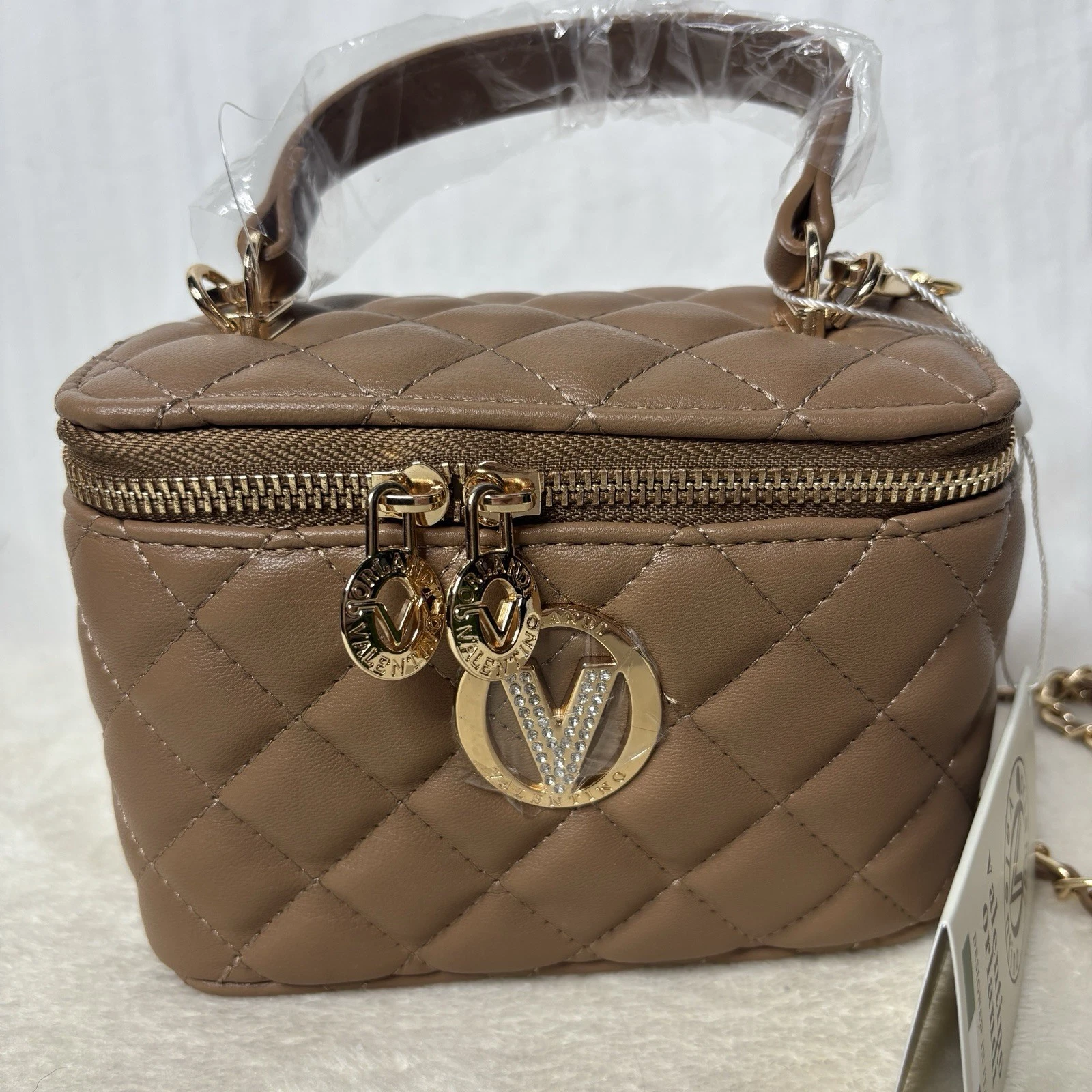 Valentino Orlandi Borsa Vanity Box Manico Superiore in Taupe (NUOVA) MSRP $330