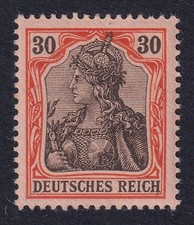 GERMANY 1902 Germania 30pf No Watermark SG 73 MH/* (CV �100)