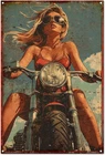 Vintage Motorcycle Wall Art Metal Sign, Retro Garage Bar Decor 8"x12"