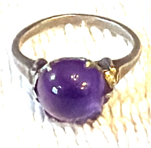 Vtg VICTORIAN sterling silver AMETHYST RING SZ 6.5