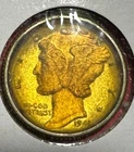1941 Choice Uncirculated US Mercury SILVER Dime 24 Kt Gold Plated! Old US Coin!