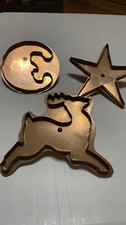 Martha Stewart 3 Copper Cutters STAR LIGHT BRIGHT/MAN IN MOON/PRANCING REINDEER