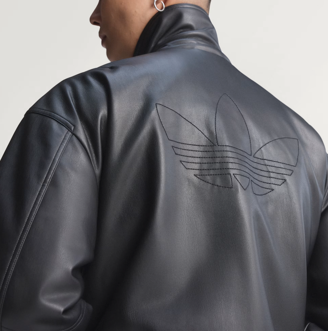 adidas Premium Essential Faux Leather Bomber Jacket Men Casual