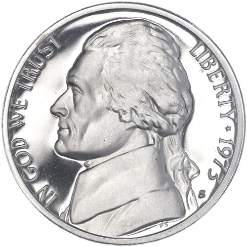 1973-S Jefferson Nickel Proof — photo from the most recent tracked eBay sale