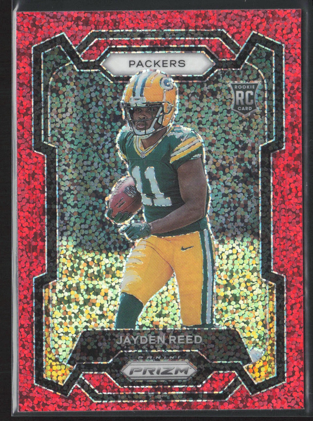 2023 Panini Prizm #334 Jayden Reed Red Sparkle Rookie RC Packers