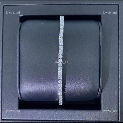 10K Solid White Gold Brilliant Cut April Natural Diamond Tennis Bracelet Jewelry