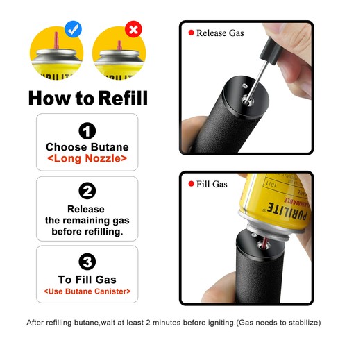 Butane Torch Lighter with Adjustable Jet Flame Windproof Refillable Long Lighter - Picture 26 of 43
