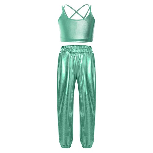 Kids Girls Suit Street Outfits Crop Tank Tops Set Gymnastics Dancewear Bottoms - Picture 7 of 38