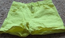 GIRLS GAP 1969 CLASSIC CUFFED DENIM SHORTS-SIZE 10 REGULAR-NEON YELLOW