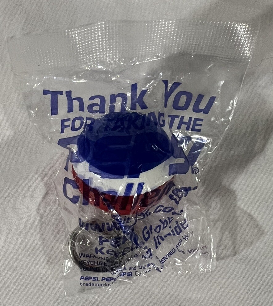 Vintage Pepsi Logo Ball Keychain Soda Pop Squeezable Foam Ball