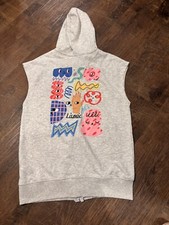Liunic X H M Girls Hooded Sweatshirt Gray Sleeveless Full Zip Top Size 20