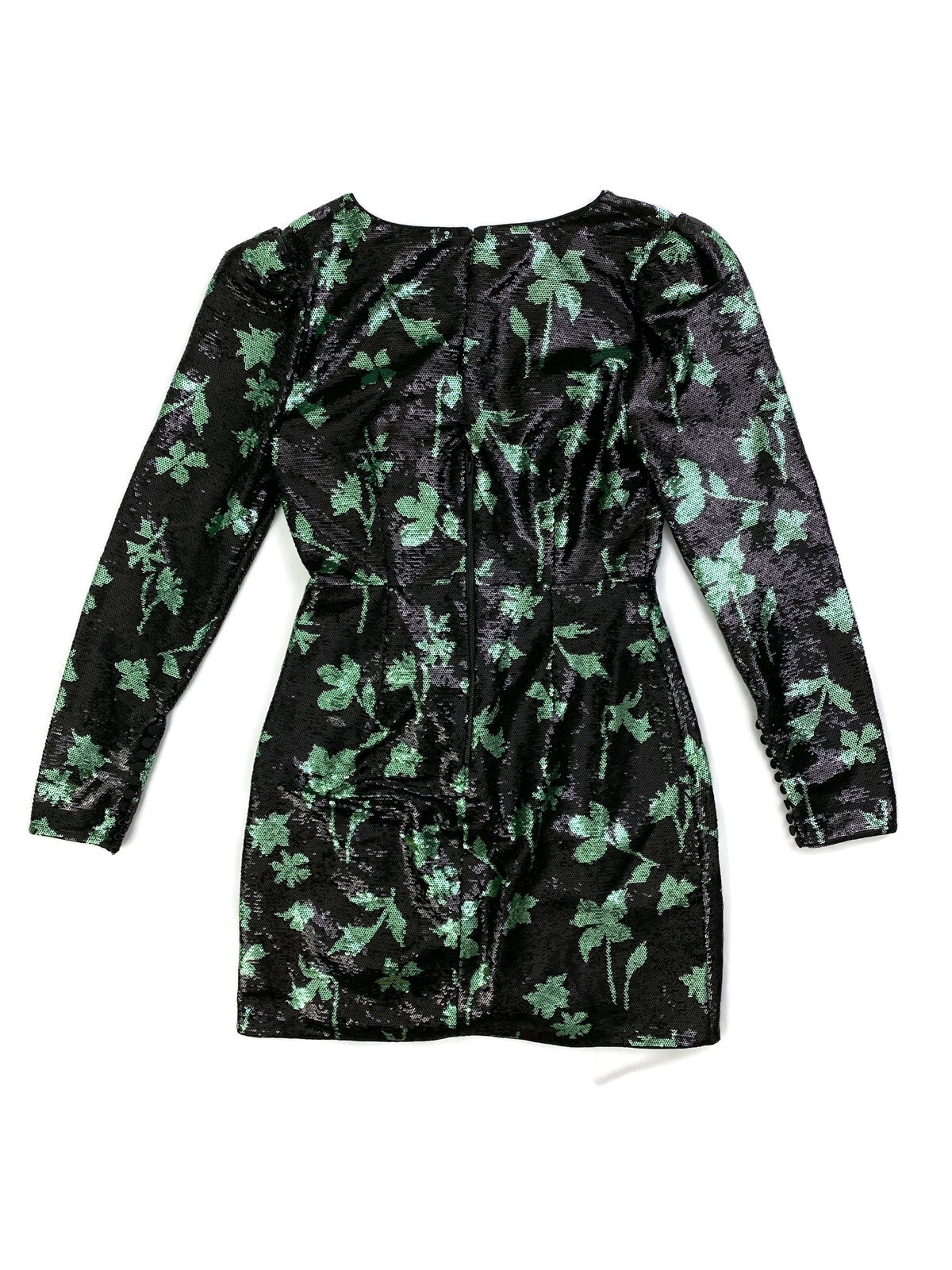 Self-Portrait Mini Dress Leaf Sequin - Black/Green - UK 8/US 4 - RRP £350 - New image 3