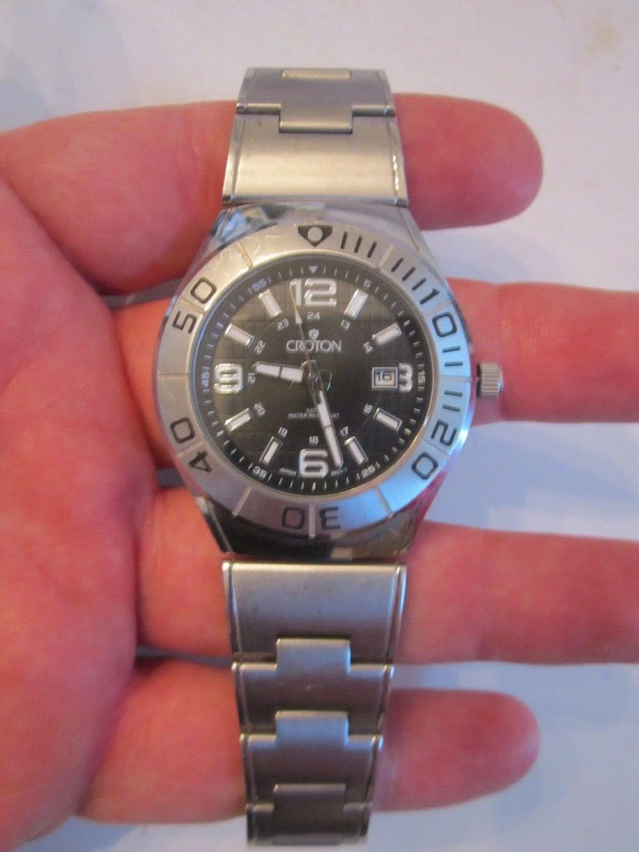 MEN S CROTON 5 ATM SPORT WATCH 30127 QUARTZ MOVEMT BLACK