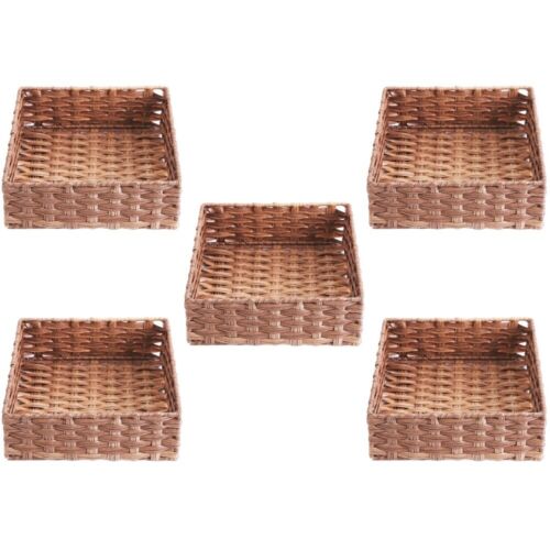 5 Pack Braided Storage Basket Decorative Storage Box-