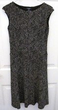 Chaps Womens Dress Size XS Black Beige Dots Stretchy