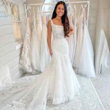 Mermaid Wedding Dresses Lace Appliques Long Train Bohemian Beach Bridal Gowns
