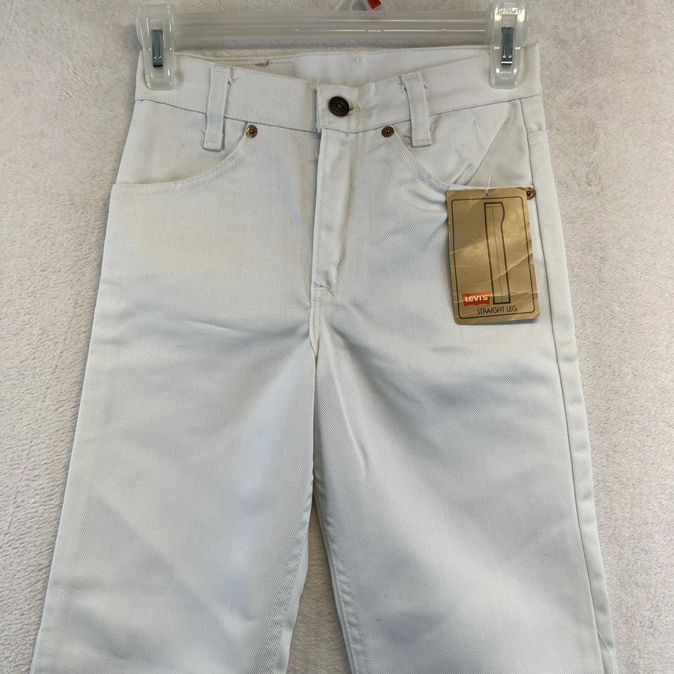 Jeans vintage Levis 719-1851 25x30 reto branco estudante laranja aba NOS Youth - Imagem 2 de 4
