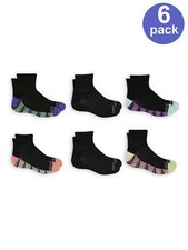 Fruit of the Loom Girls Ankle Socks 6-Pack, Sizes S-L