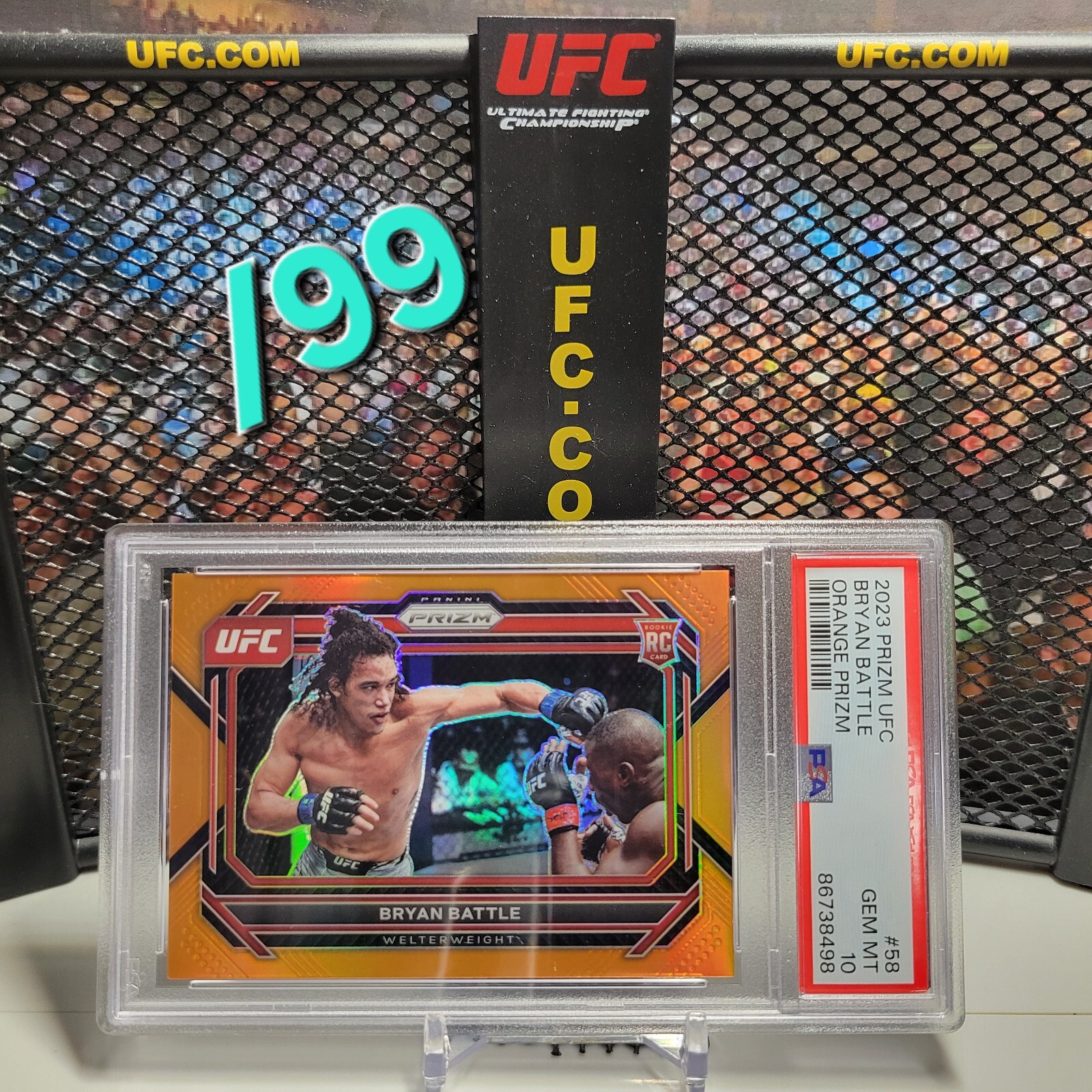 2023 Prizm Orange Bryan Battle No. 58 /99 ROOKIE PSA 10 UFC PANINI