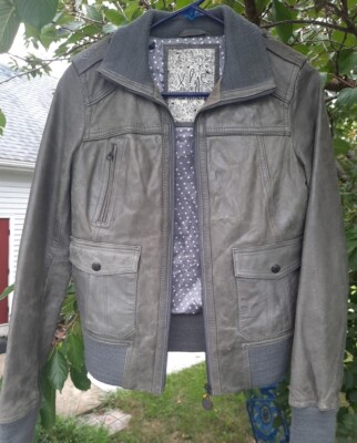 Pull & Bear ~ XDye 100% REAL Leather Ladies Bomber Jacket - VERY NICE!!