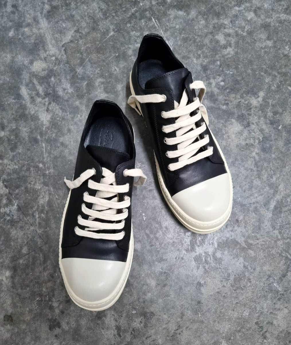 Rick Owens Ramones Low / Size: 9.5 US - 43 EU / Black Leather Sneakers  Drkshdw