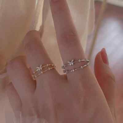 Schmetterling Ring Sterling Silber 925 Größe veränderbar Gold & Silber 