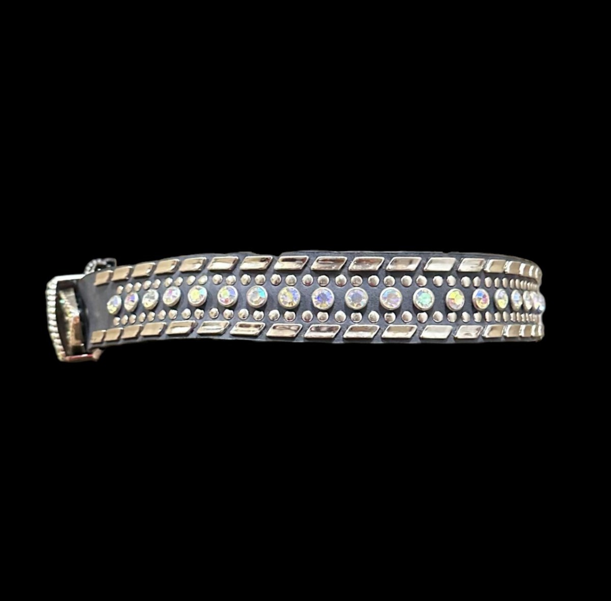 Nocona Black Leather‎ Belt Crystal Rhinestone Aurora Borealis M/L Nocona Women main image 3