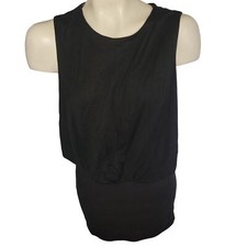 Black Sleeveless Draped Bodycon Dress By Mango Casual XS