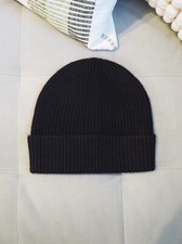 Black 100% cashmere ribb  knit hat