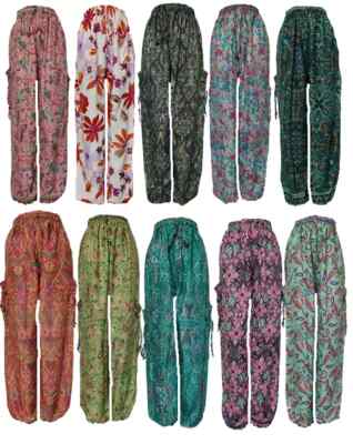5 PCS Hippie Silk Harem Pants Indian Gypsy Yoga Baggy Dance Bohemian Pants