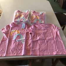 Cat Jack Short Sleeve Shirt Pink W/Rainbows Girl Size M 8 Lot Of 12 NWT