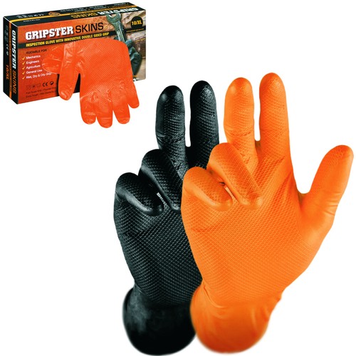 GRIPSTER Skins Nitril Einweghandschuhe Orange Mechaniker Handschuhe by Grippaz eBay
