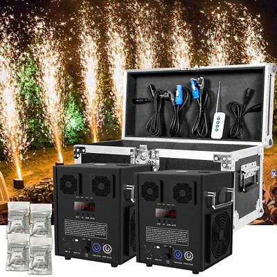 2x 750W LED Cold Spark Machine +Flightcase Sparkular Funkenmaschine DMX Hochzeit