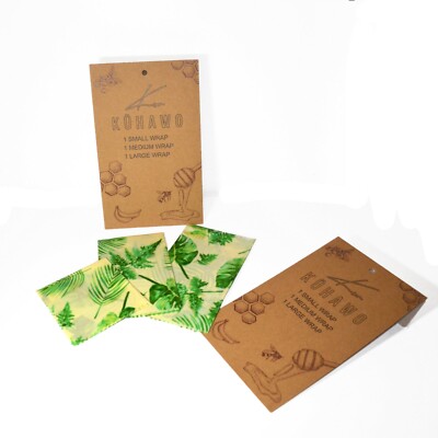 Bienenwachstücher - Wachspapier wiederverwendbar - 3er Set - Blättermotiv  