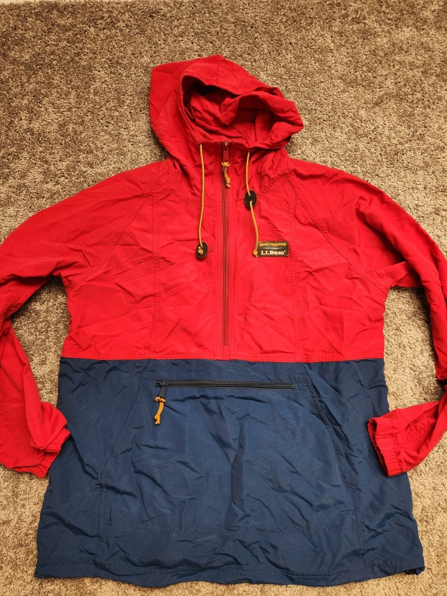 LL Bean Jacket Womens M Blue Red Mountain Classic Insulated Anorak