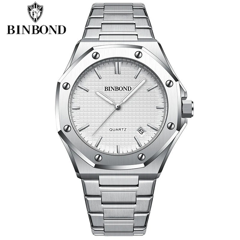 Montre homme quartz BINBOND étanche et lumineuse pour lire l'heure la nuit