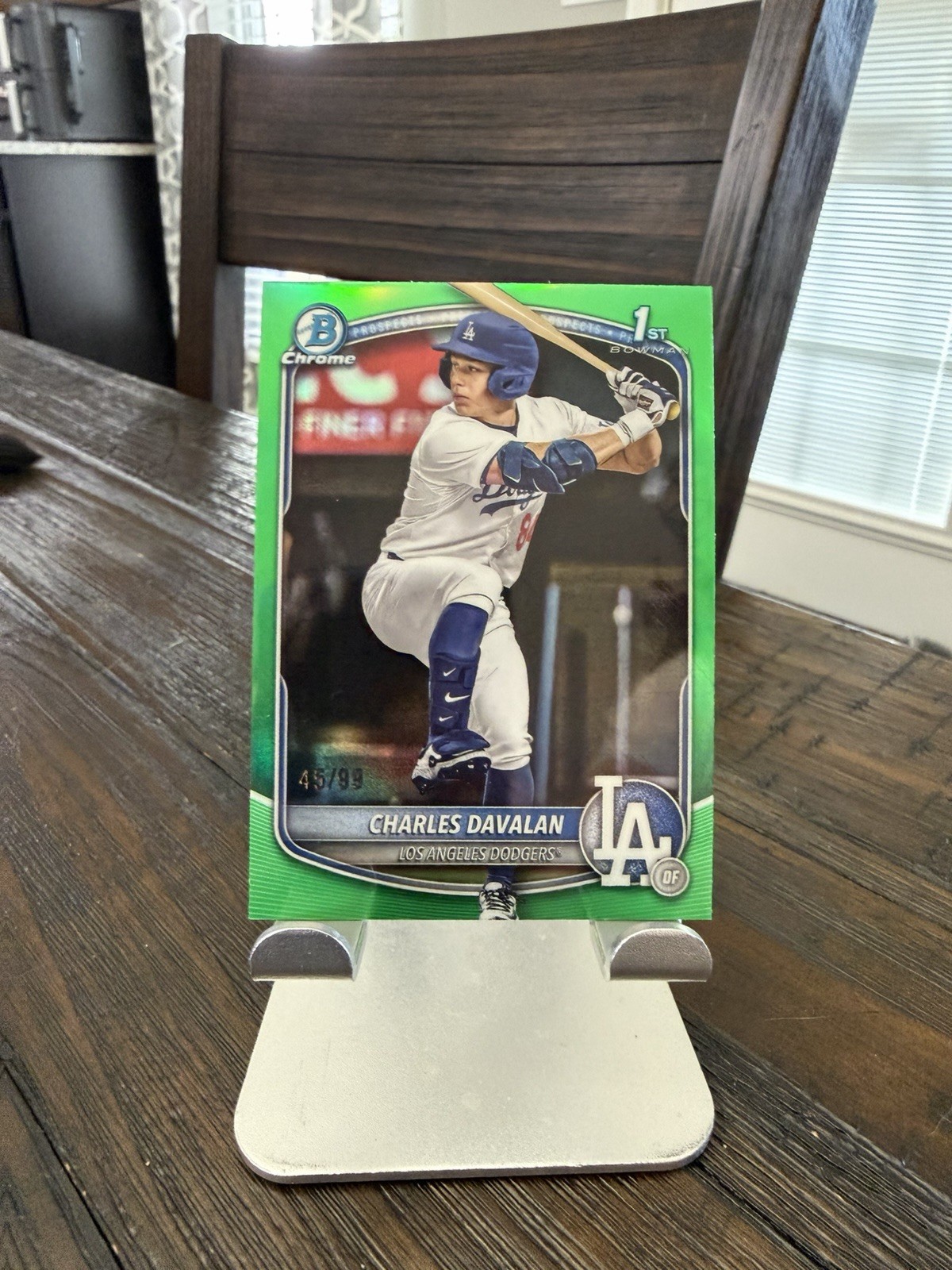 2025 Bowman Charles Davalan Draft Chrome True Green Refractor /99 Dodgers 1st