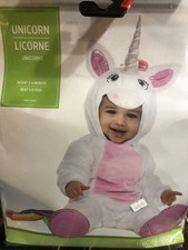 Infant brand NEW Unicorn Costume Size 3-6 Months jumpsuit with hood. Deluxe