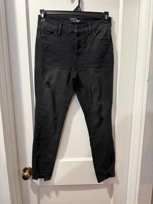 Time & Tru Black Distressed High Rise Skinny Jean in 6
