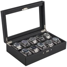 ProCase 10-Slot Lockable Watch Case, Display Storage Box with Combination Loc...