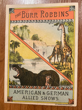 1883 Burr Robbins circus trade card