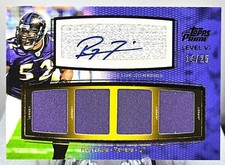2011 Topps Prime Football Ray Lewis Game Used Jersey Auto 14/25 Ravens